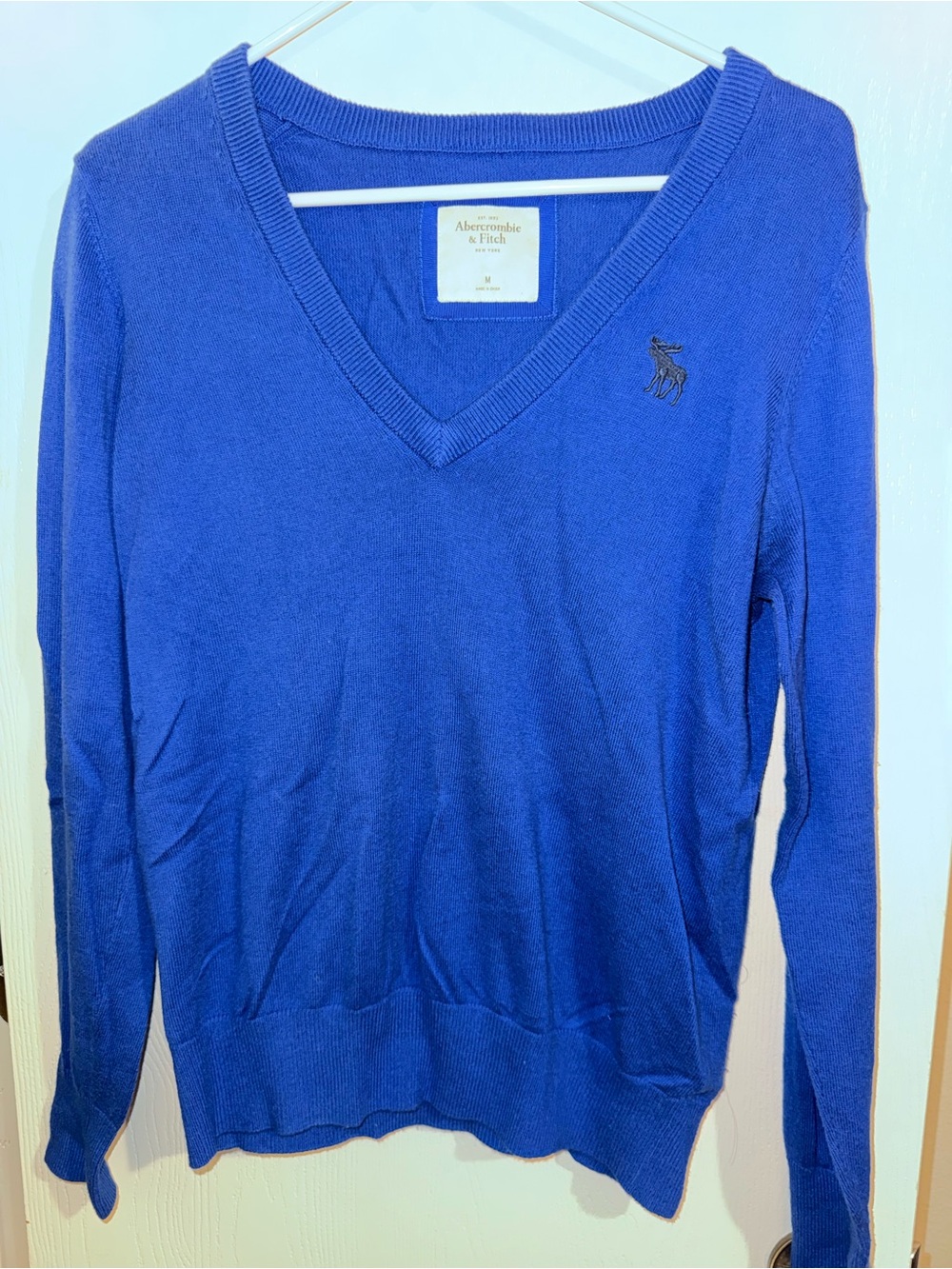 Abercrombie & Fitch Women's V-Neck Sweater in Royal Blue